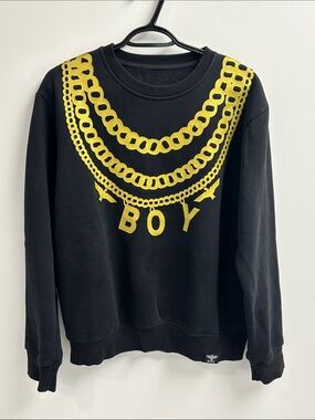 Boy London Black Sweatshirt with Gold Chain Graphic Detail
